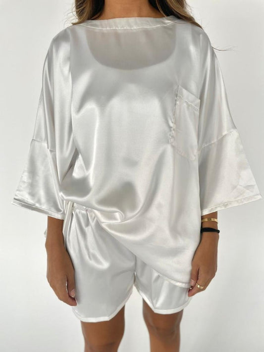 SILK SHORT PAJAMA WHITE EXTRA LARGE