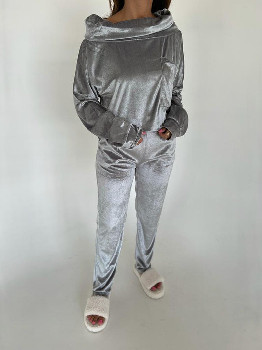 VELVET PAJAMA GRAY MEDIUM