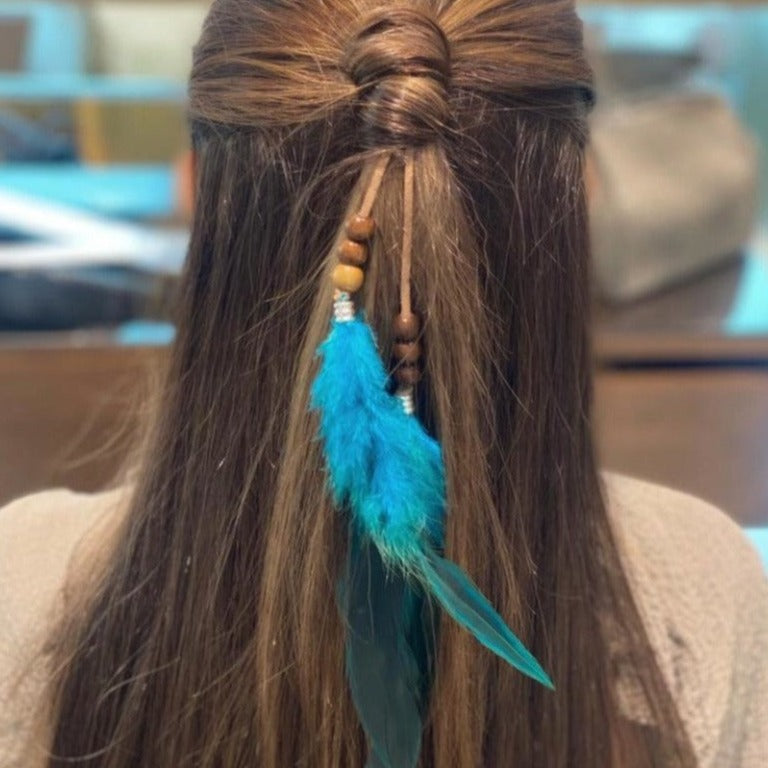 FEATHER HAIR BAND BLUE