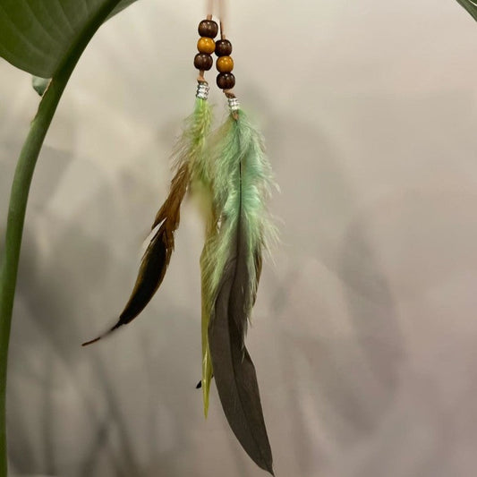 FEATHER HAIR BAND YELLOW GREEN