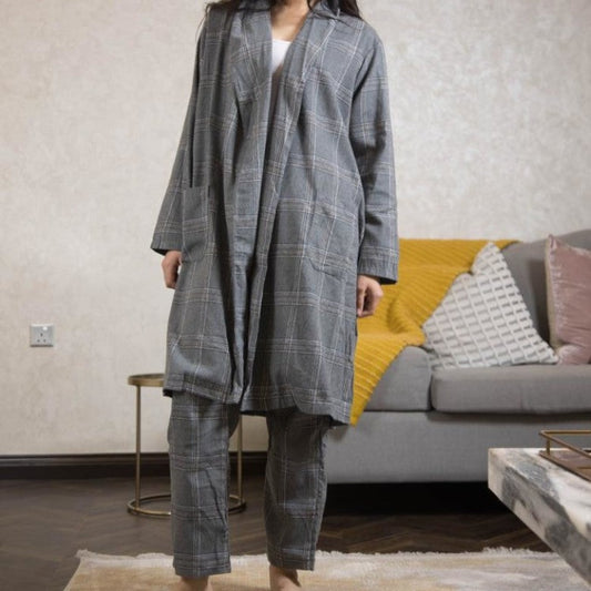 STRIPE ROBE AND TROUSER GRAY LARGE